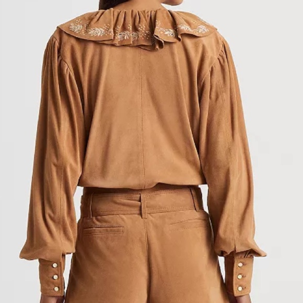 Ralph Lauren Brown Ruffle Blouse - Picture 8 of 8